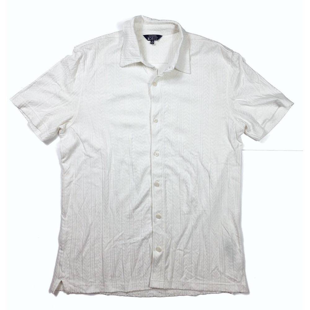 The Original Ben Sherman Ivory White Button Up Textured Slub Shirt Men's Size M